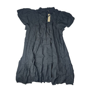 J Crew Airy Gauze Babydoll Dress Size Medium Black Mini Sheer Cover Up Beach